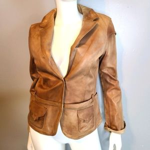 AEROPASTEL Tan Leather Jacket size Medium
